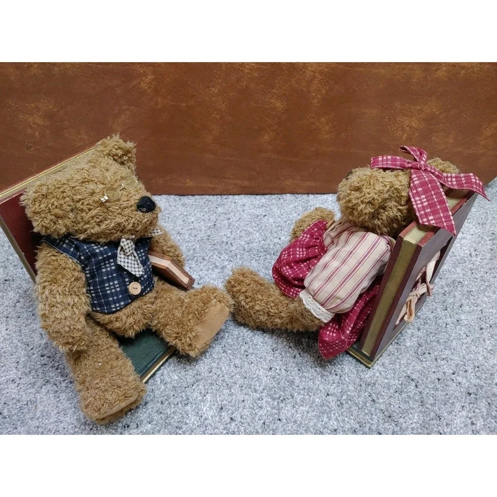 Cottage Teddy Bear Book Ends Teddie's Stories Plush & Ceramic Books are Fun